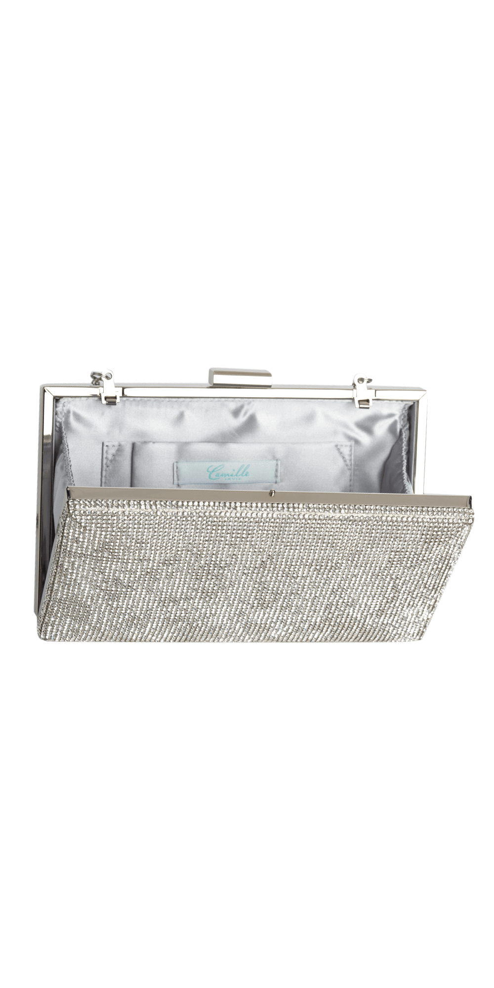 silver/size/os/Camille La Vie/Rhinestone Handbag with Metal Top Closure/front alt1
