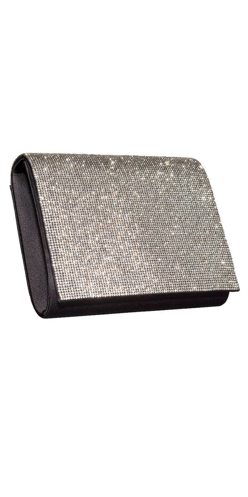 black/ Size OS/ Camille La Vie/ Rhinestone Full Flap Satin Handbag/front 1