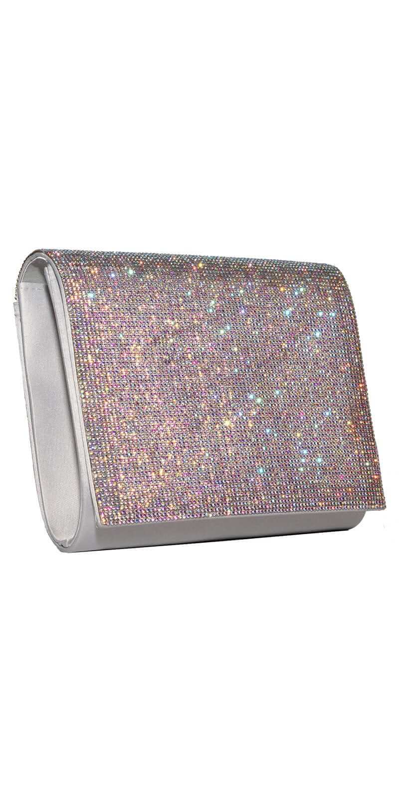 Rhinestone Full Flap Satin Handbag Image 5