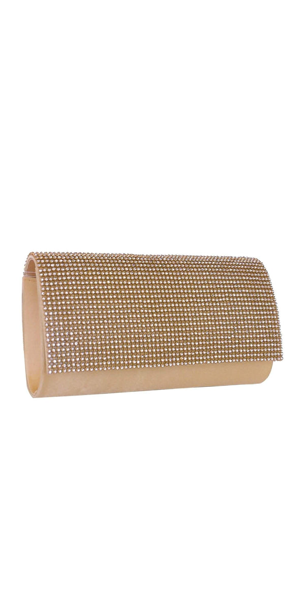gold/no size/Camille La Vie/Rhinestone Fold Over Handbag /front