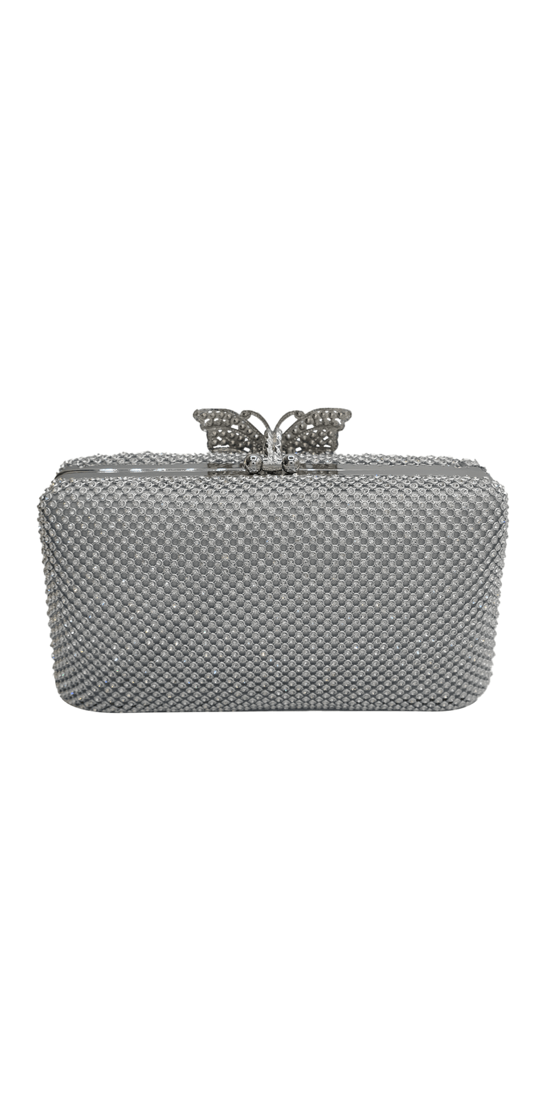 Mesh Rhinestone Handbag with Butterfly Top Clasp Image 2