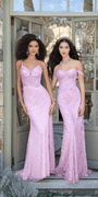 Fishnet Sequin Sweetheart Corset Column Dress with Pearl Detail Image 4