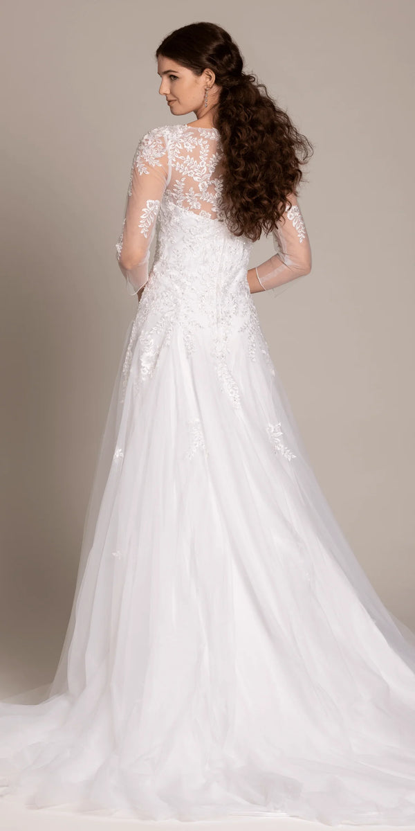 Beaded Embroidered Tulle Sweetheart A Line Dress missy / 18 / White