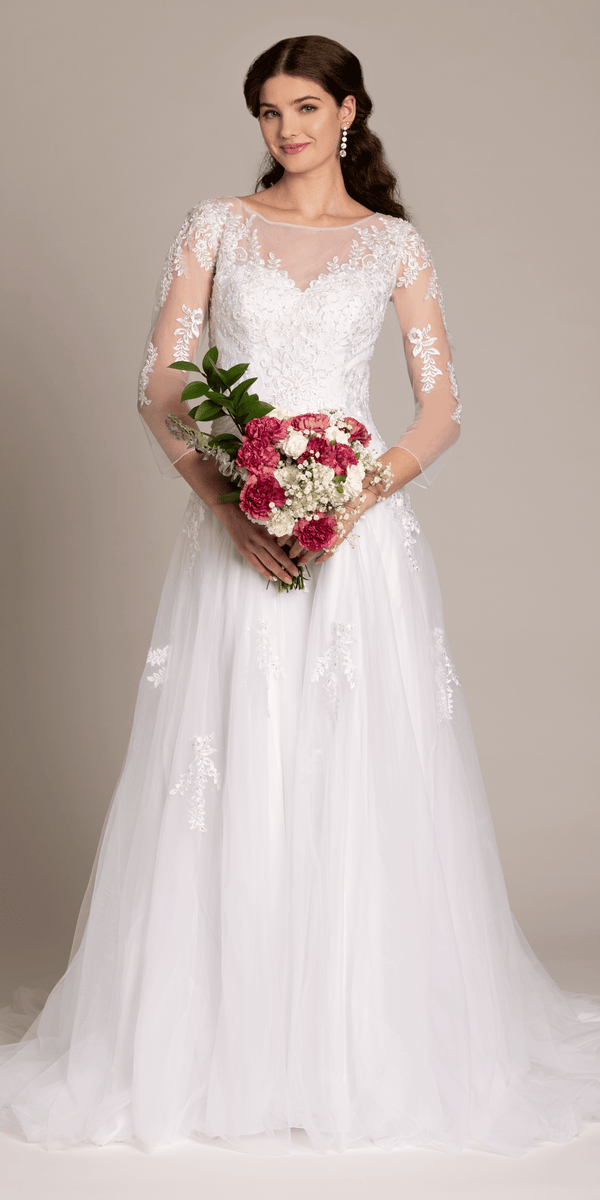 Beaded Embroidered Tulle Sweetheart A Line Dress Image 1