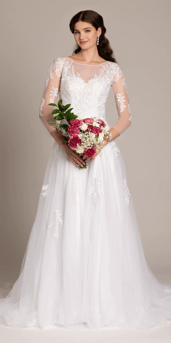 Beaded Embroidered Tulle Sweetheart A Line Dress missy / 18 / ivory