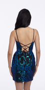 Mesh Basketweave Sequin Lace Up Back Dress Image 2