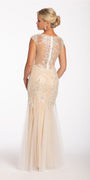 Mesh Embroidered Cap Sleeve Trumpet Dress Image 2