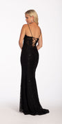 Beaded Embroidered Corset Lace Up Back Dress with Side Slit Image 3