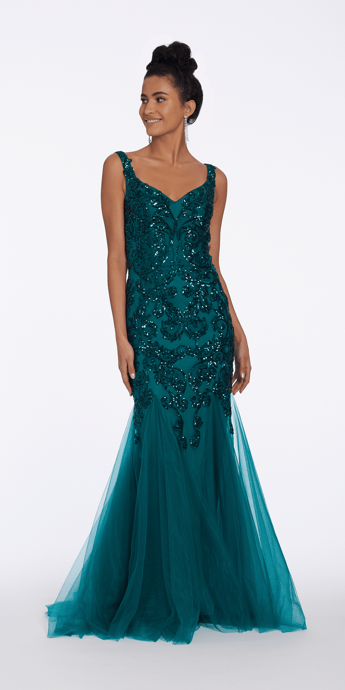 Camille La Vie Beaded Sweetheart Mermaid Dress with Godets missy / 2 / emerald