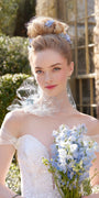 Off the Shoulder Tulle Plunging Beaded Trumpet Dress Image 2