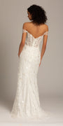 Off the Shoulder Tulle Plunging Beaded Trumpet Dress Image 4