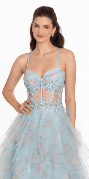 Print Sweetheart Corset Lace Up Back Ballgown Image 4