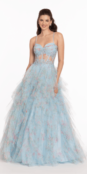 Print Sweetheart Corset Lace Up Back Ballgown Image 3