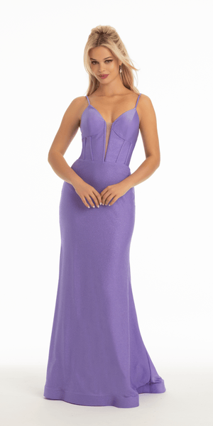 Sweetheart Glitter Jersey Trumpet Dress with Illusion Back Corset Image 2