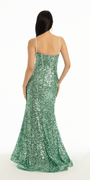 Plunging Sequin Mermaid Dress with Sweep Train Image 3