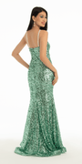 Plunging Sequin Mermaid Dress with Sweep Train Image 4