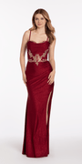 Glitter Knit Lace Up Back Dress with Side Slit Image 3