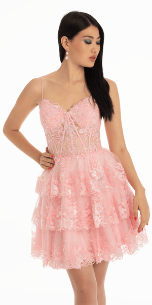 Sweetheart Embroidered Corset Fit and Flare Dress Image 3