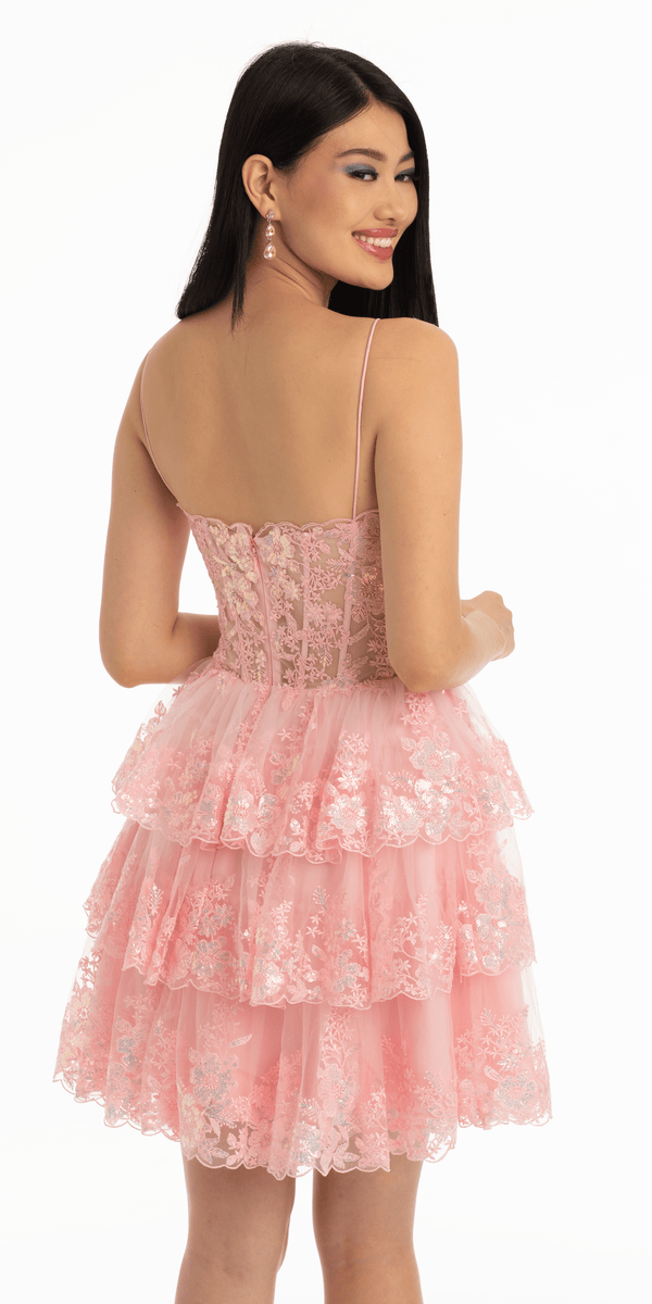 Sweetheart Embroidered Corset Fit and Flare Dress Image 4