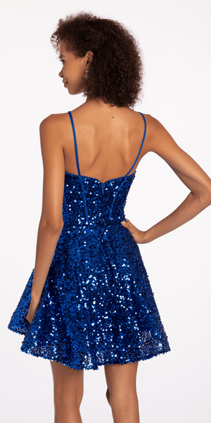 Plunging Sweetheart Corset Sequin Fit and Flare Dress Image 4