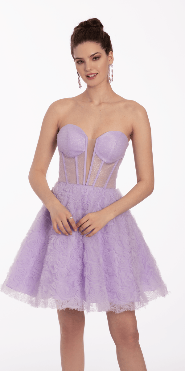 Sweetheart Corset Fit and Flare Lace Up Dress with Rosettes Image 1