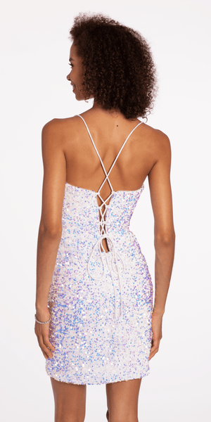 Strappy Back Iridescent Sequin Corset Dress Image 2