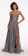 Glitter Sweetheart Corset A Line Dress with Detachable Sleeves Image 2