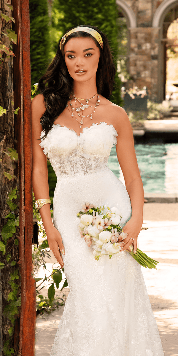 Sweetheart 3D Embellished Lace Corset Mermaid Dress Missy / 14 / Ivory