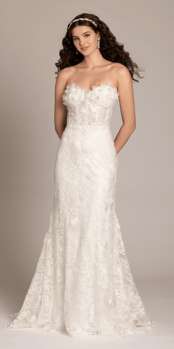 Sweetheart 3D Embellished Lace Corset Mermaid Dress Image 3