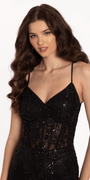 Sweetheart Glitter Corset V Back Mermaid Dress Image 3