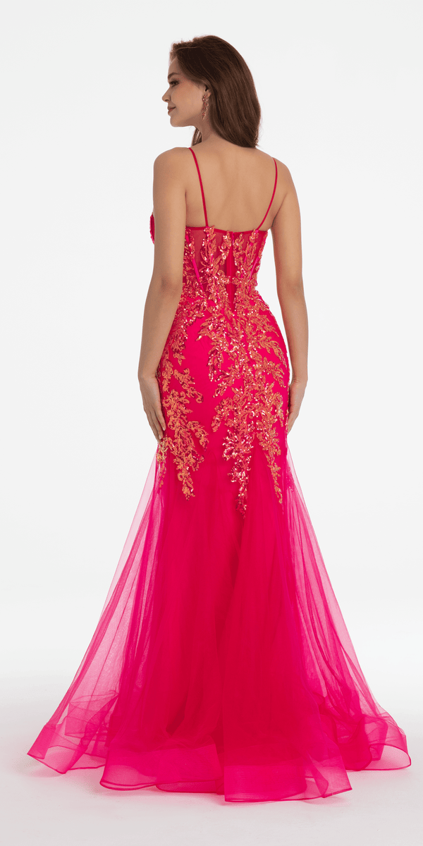 Sweetheart Sequin Corset Tulle Mermaid Dress with Horse Hair Hem Image 4