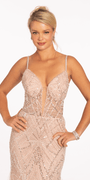 Sunburst Pearl Plunging Corset Mermaid Dress with Godets Image 2
