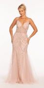 Sunburst Pearl Plunging Corset Mermaid Dress with Godets Image 4