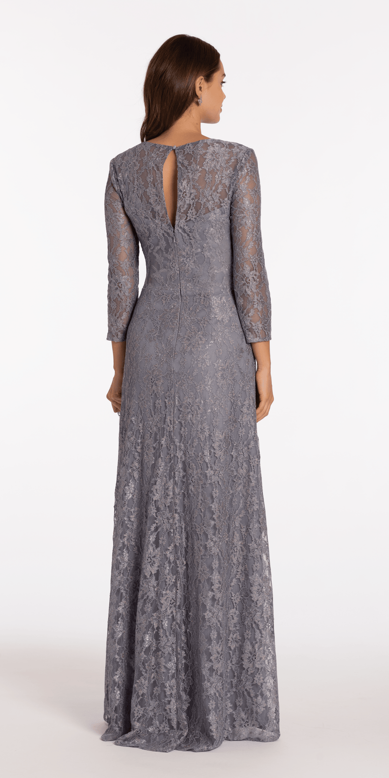 Lace V Neck 3/4Sleeve Column Dress with Ruching Image 5
