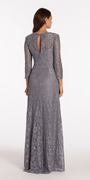 Lace V Neck 3/4Sleeve Column Dress with Ruching Image 5