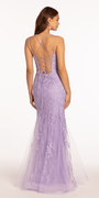 Scoop Neck Embellished Mesh Mermaid Dress with Appliques Image 4