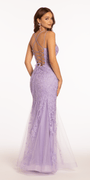 Scoop Neck Embellished Mesh Mermaid Dress with Appliques Image 3