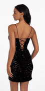 black/size/4/missy/Camille La Vie/Velvet Sequin Lace Up Back Bodycon Dress/back alt
