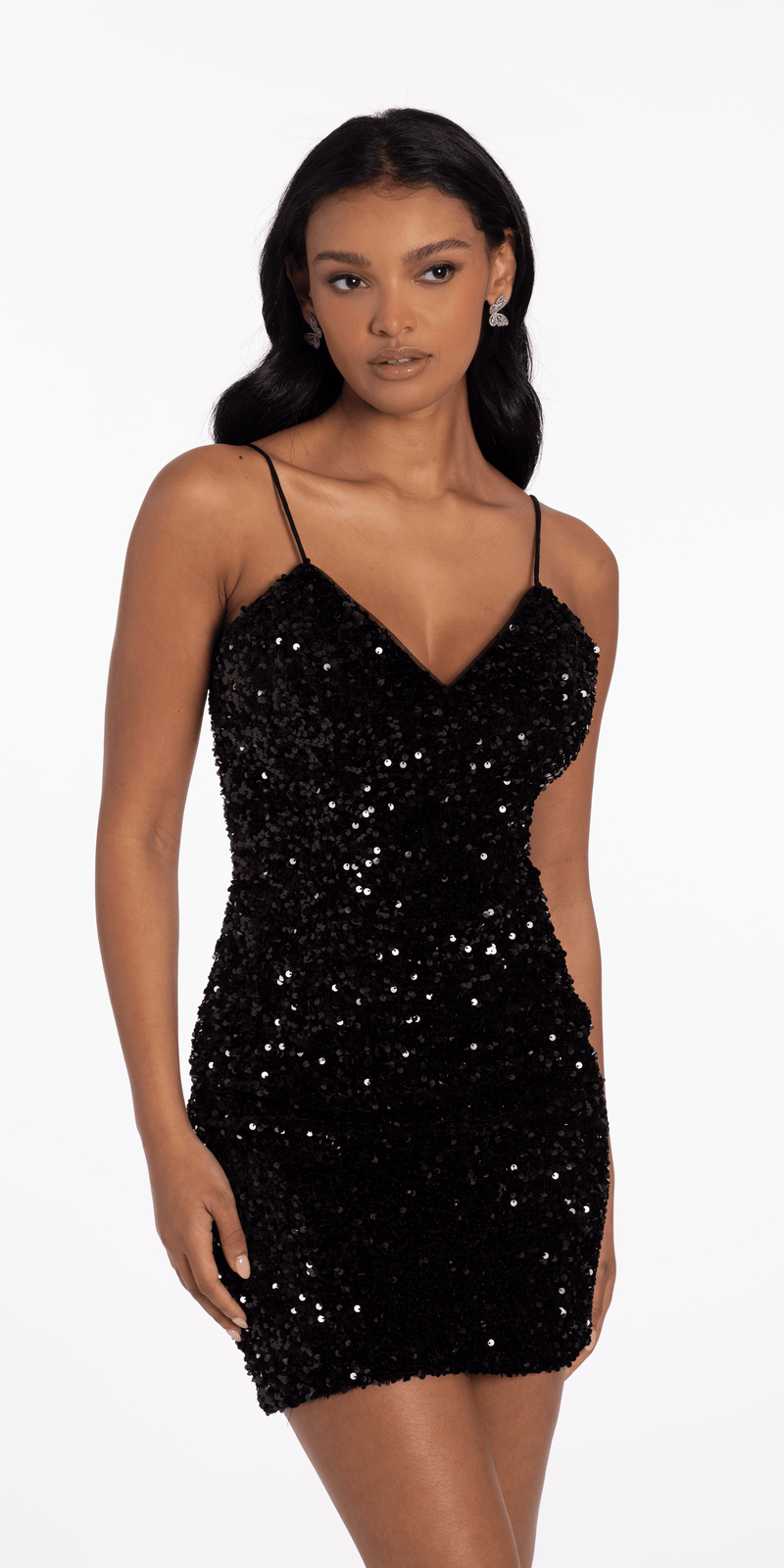 Velvet Sequin Lace Up Back Bodycon Dress missy / 8 / Black Velvet Sequin Lace Up Back Bodycon Dress missy / 8 / Black