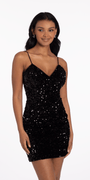 Velvet Sequin Lace Up Back Bodycon Dress Image 3