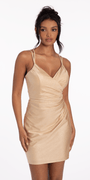Strappy Back Glitter Bodycon Dress with Ruching Image 1