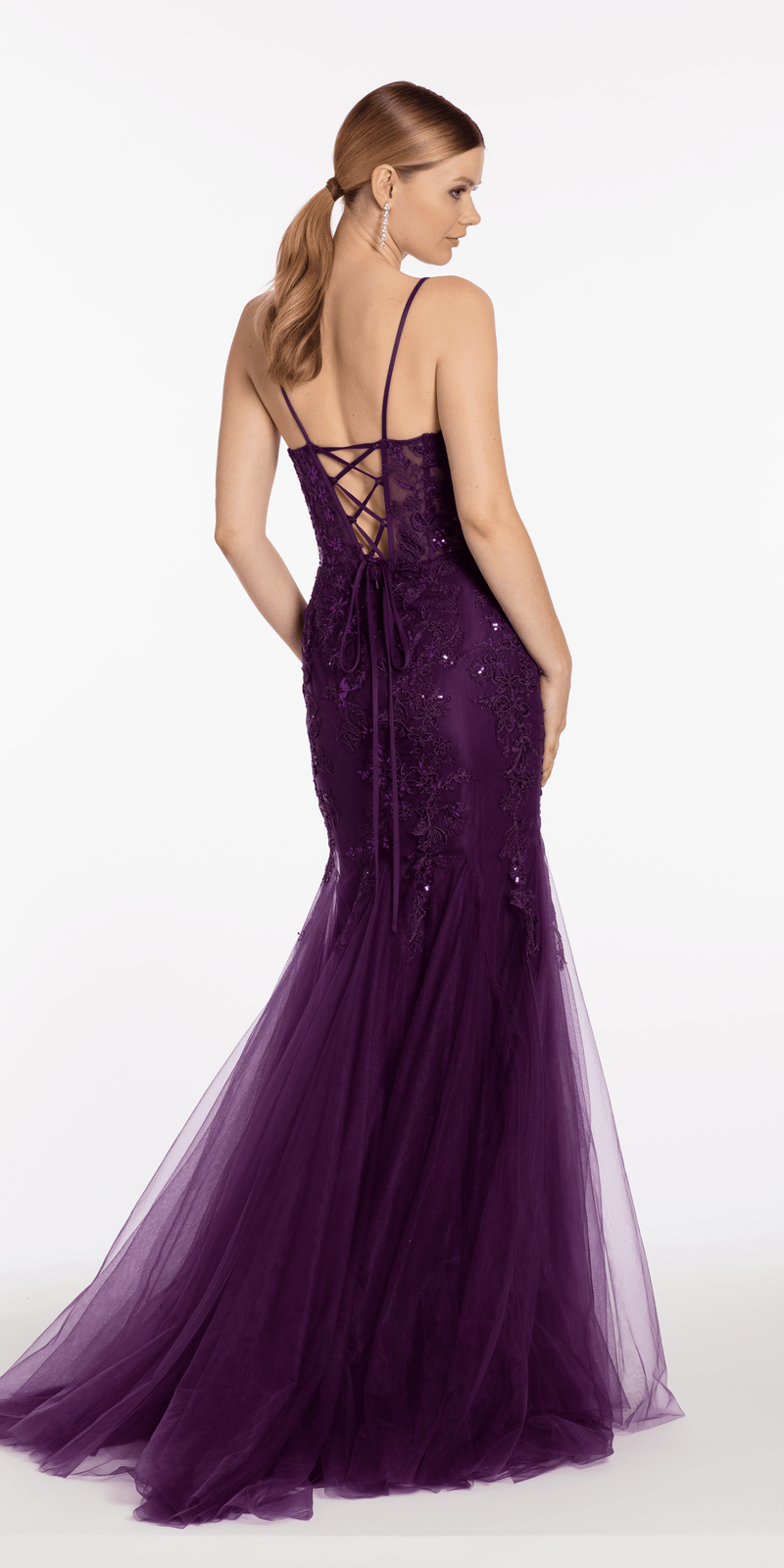 Floral Embroidered Sweetheart Lace Up Back Mermaid Dress Camille La Vie Floral Embroidered Sweetheart Lace Up Back Mermaid Dress Camille La Vie