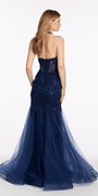 Sequin Embroidered Halter Corset Tulle Mermaid Dress Image 4