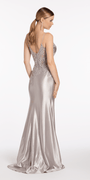 Satin Embellished Pleated Sweetheart Glitter Column Dress Image 3