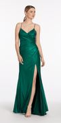 Strappy Back Foil Jersey Column Dress with Ruching Image 2
