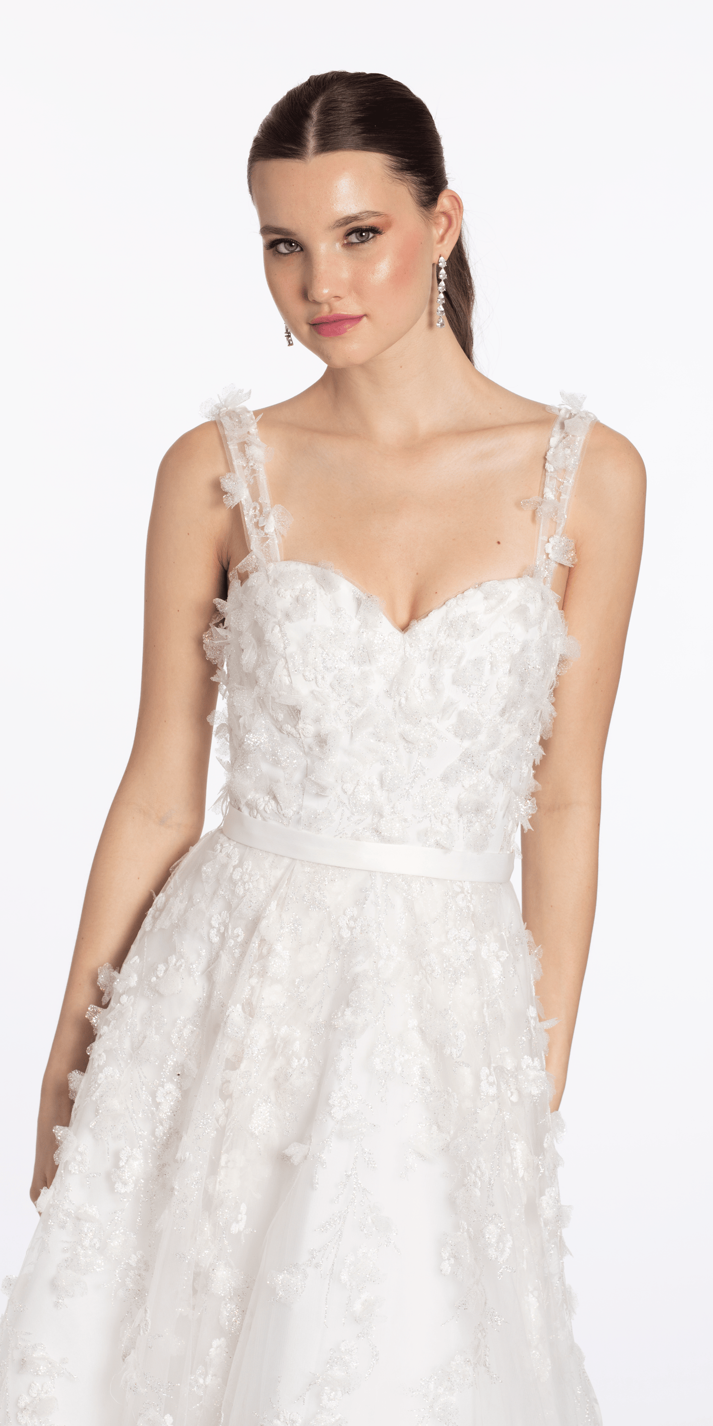 Camille La Vie Sweethreat Mesh 3D Glitter Ballgown with Bows