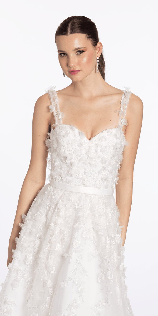 ivory/size/4/missy/Camille La Vie/Sweetheart Tulle Ballgown with 3D Glitter Bows /close up