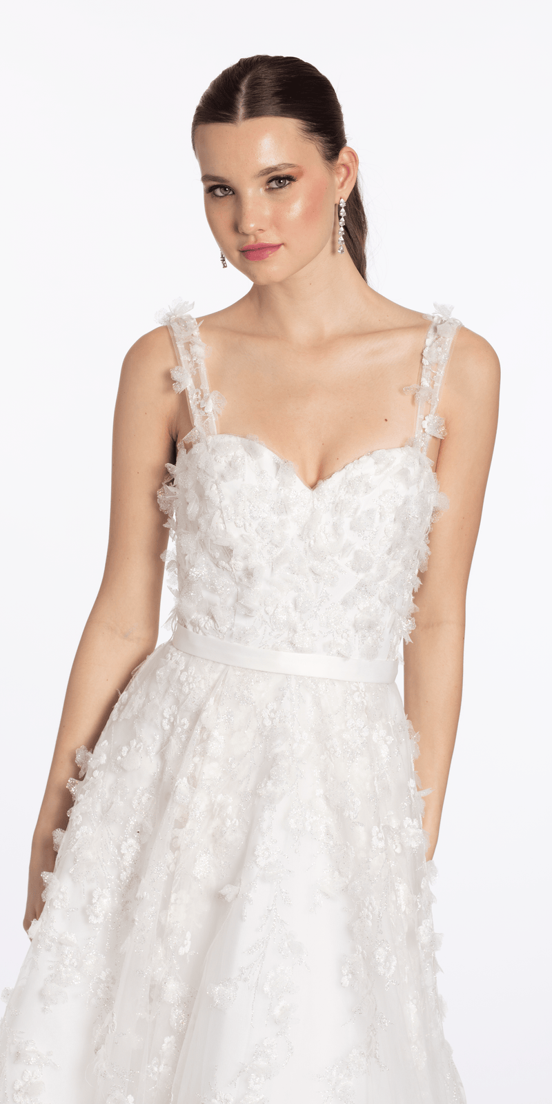 Camille La Vie Sweethreat Mesh 3D Glitter Ballgown with Bows