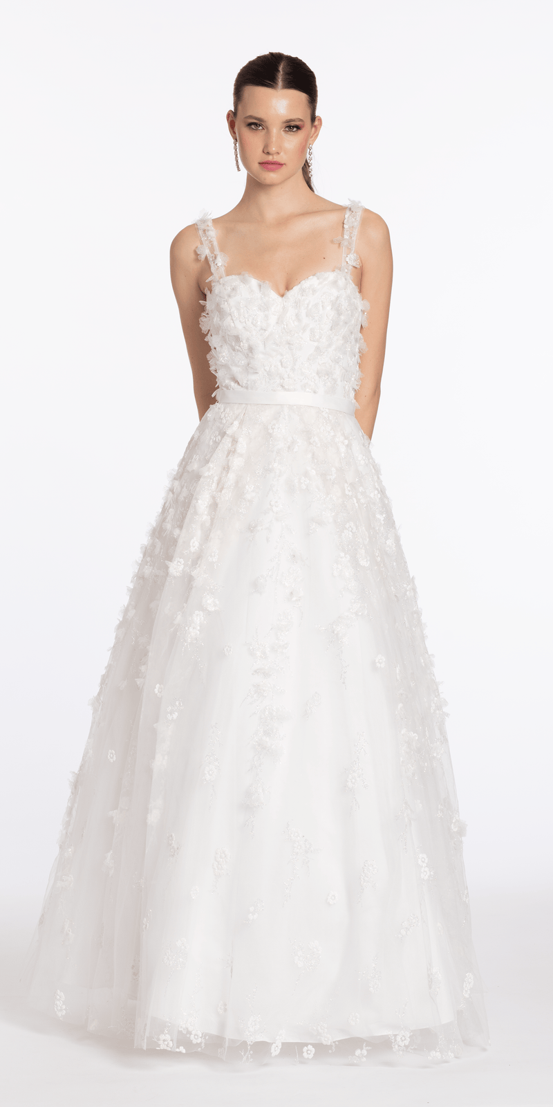 Camille La Vie Sweethreat Mesh 3D Glitter Ballgown with Bows missy / 0 / ivory