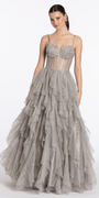 silver/size/4/missy/Camille La Vie/Strappy Back Rhinestone Corset Glitter Tulle Ballgown/ front alt 2